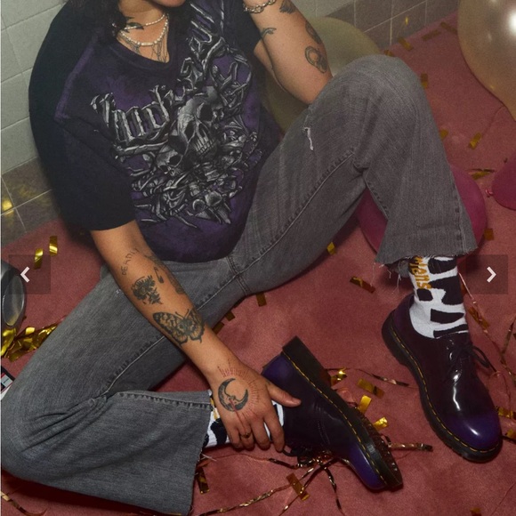 Dr. Martens Vegan 1461 Oxford Shoes Black Rich Purple Patent 8 - Picture 14 of 14